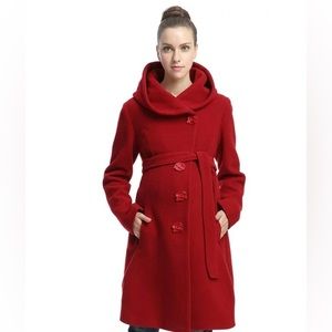 Momo Red Hooded Maternity Winter Coat